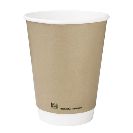 Fiesta Compostable Hot Cup Double Wall 'Kind' Kraft - 340ml (Sleeve 25) CU987 - Whisk Hospitality - CU987