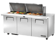 True Refrigeration Prep Table, 24x 1/6 Top Pans, 3 Solid Swing Doors - TSSU - 72 - 24M - B - ST - HC - Whisk Hospitality - TSSU-72-24M-B-ST-HC