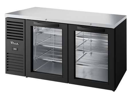 True Refrigeration Bar Refrigerator Black Ext 2 Glass Swing Doors - TBR60 - RISZ1 - L - B - GG - 2 - Whisk Hospitality - TBR60-RISZ1-L-B-GG-2