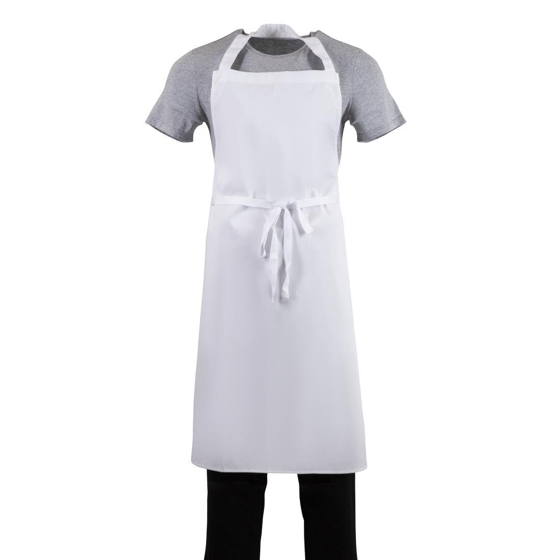 Whites Bib Apron White with Eyelets Polycotton Extra Large - 36 - 42" A522 - Whisk Hospitality - A522