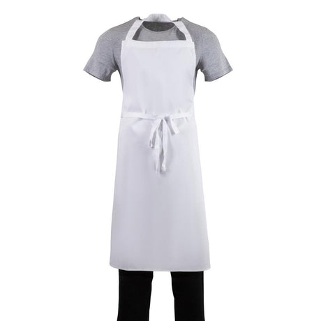 Whites Bib Apron White with Eyelets Polycotton Extra Large - 36 - 42" A522 - Whisk Hospitality - A522