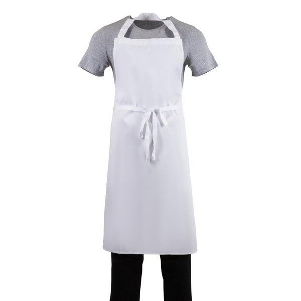 Whites Bib Apron White with Eyelets Polycotton Extra Large - 36 - 42" A522 - Whisk Hospitality - A522