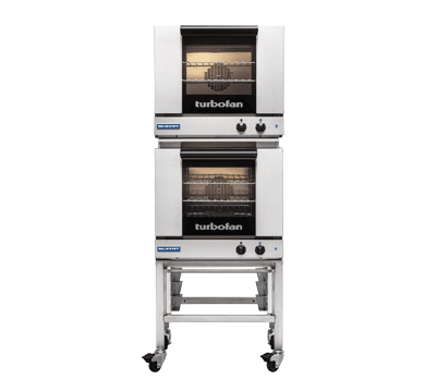 Turbofan E23M32C Half Size Tray Manual Electric Convection Ovens Double Stacked Castor Base - Whisk Hospitality - E23M3/2C