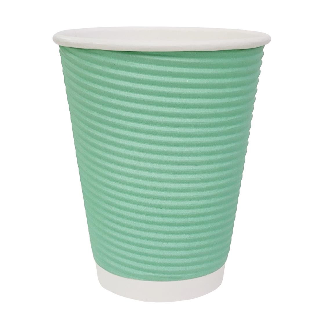 Fiesta Recyclable Hot Cup Ripple Wall Aqua 340ml (Box 500) GP422 - Whisk Hospitality - GP422