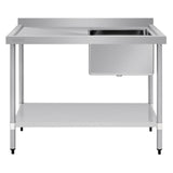 Vogue Single Bowl Sink L/H Drainer - 1200mm x700mm (90mm Drain) HC914 - Whisk Hospitality - HC914