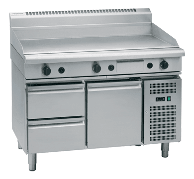 Waldorf 800 Series Gpl8120G Rb 1200Mm Gas Griddle Low Back Version Refrigerated Base - Whisk Hospitality - GPL8120G-RB