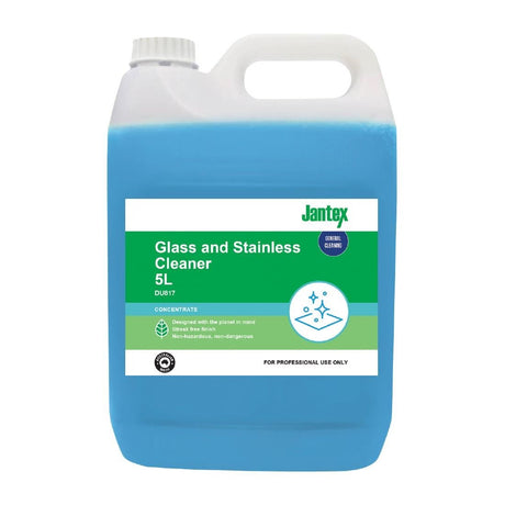 Jantex Green Glass & Stainless Steel Cleaner - 5Ltr DU817 - Whisk Hospitality - DU817