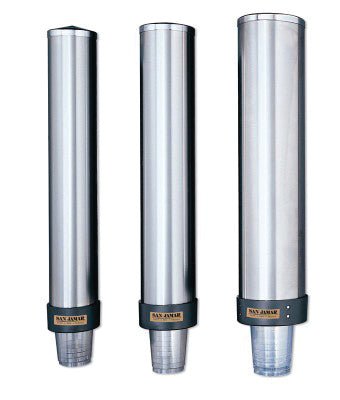 San Jamar Wall Mount Pull Type Stainless Steel Cup Dispensers – 950-1360ml (Rim Dia. 101-123mm) - Whisk Hospitality - C3500P-950-1360ML-101-123MM