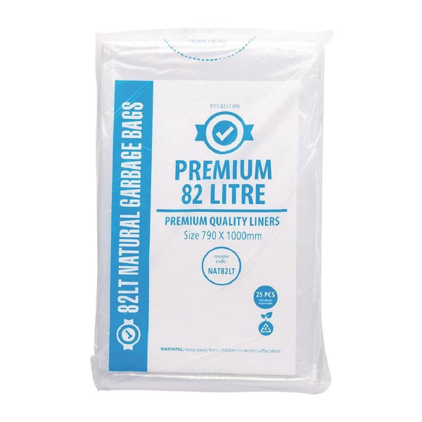Jantex Premium Food Safe Garbage Bag Clear - 82Ltr (Box 25) FL885 - Whisk Hospitality - FL885