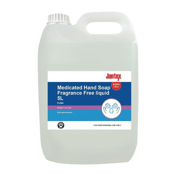 Jantex Medicated Hand Soap Fragrance Free Liquid - 5Ltr FL864 - Whisk Hospitality - FL864
