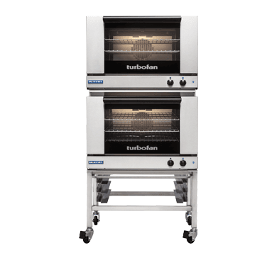 Turbofan E27M32C Full Size Tray Manual Electric Convection Ovens Double Stacked Castor Base - Whisk Hospitality - E27M3/2C