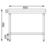 Vogue Table St/St - 600x600mm 23 1/2x23 1/2" (60mm Upstand) T379 - Whisk Hospitality - T379