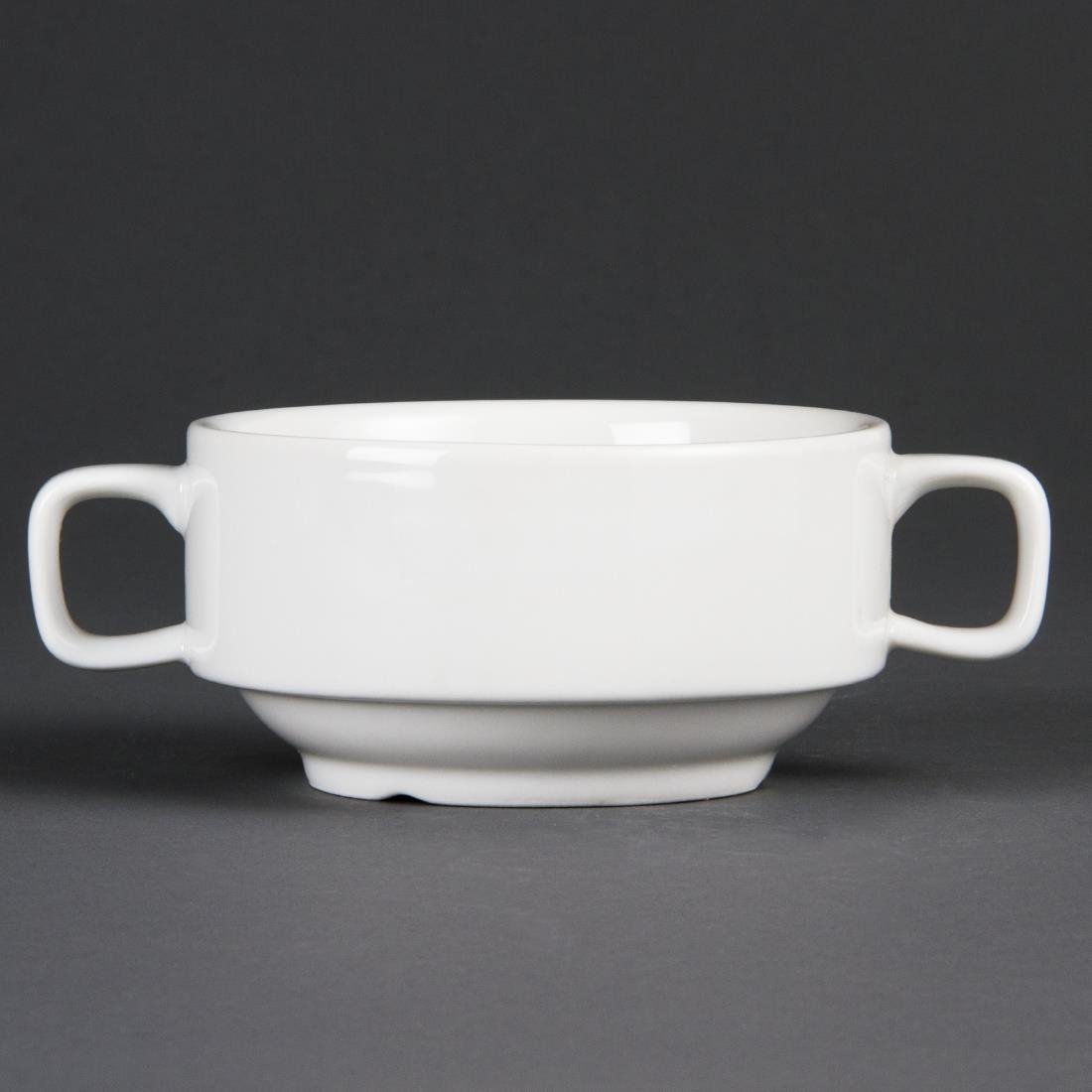 Olympia Whiteware Soup Bowl with Handles - 10.5cm 4" 14oz (Box 6) C239 - Whisk Hospitality - C239