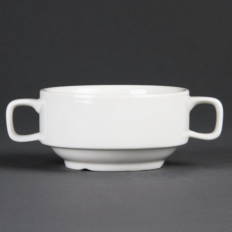 Olympia Whiteware Soup Bowl with Handles - 10.5cm 4" 14oz (Box 6) C239 - Whisk Hospitality - C239