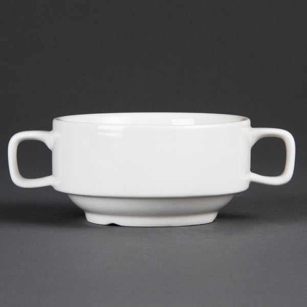 Olympia Whiteware Soup Bowl with Handles - 10.5cm 4" 14oz (Box 6) C239 - Whisk Hospitality - C239