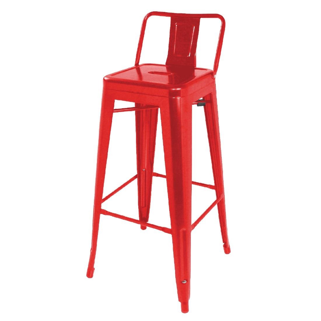 Bolero Red Steel Bistro High Stool with Backrest (Pack 4) DL872 - Whisk Hospitality - DL872