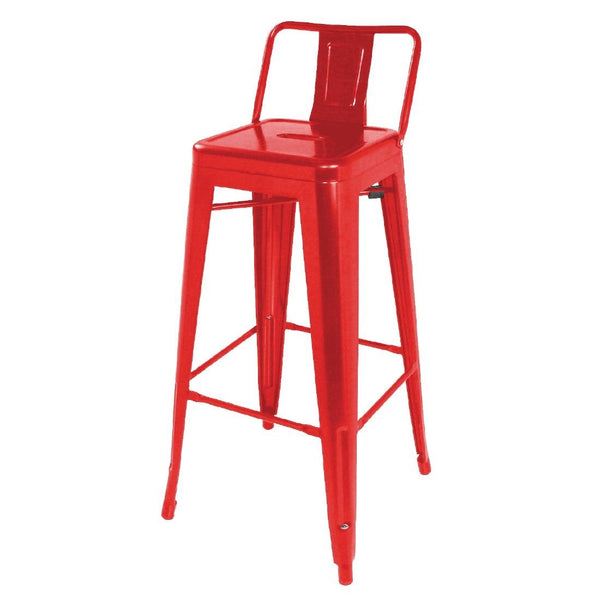 Bolero Red Steel Bistro High Stool with Backrest (Pack 4) DL872 - Whisk Hospitality - DL872