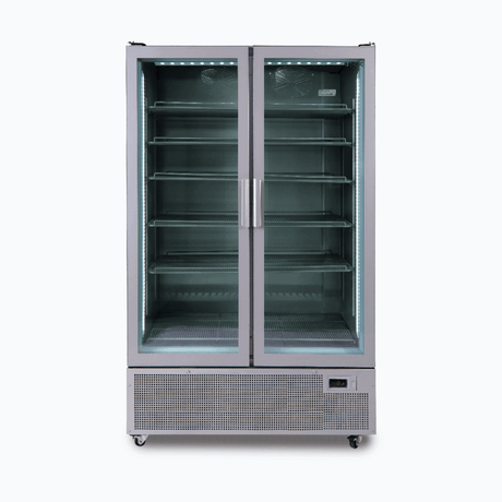 Bromic Upright Display Fridge - 1126L - 2 Door - Flat Glass - Silver - Whisk Hospitality - GM1100S-NR
