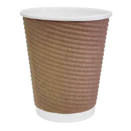 Fiesta Recyclable Hot Cup Ripple Wall Kraft 225ml (Box 500) GP442 - Whisk Hospitality - GP442