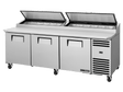 True Refrigeration Pizza Prep Table 12x 1/3 Top Pans 3 Solid Swing Doors - TPP - AT2 - 93 - HC - Whisk Hospitality - TPP-AT2-93-HC