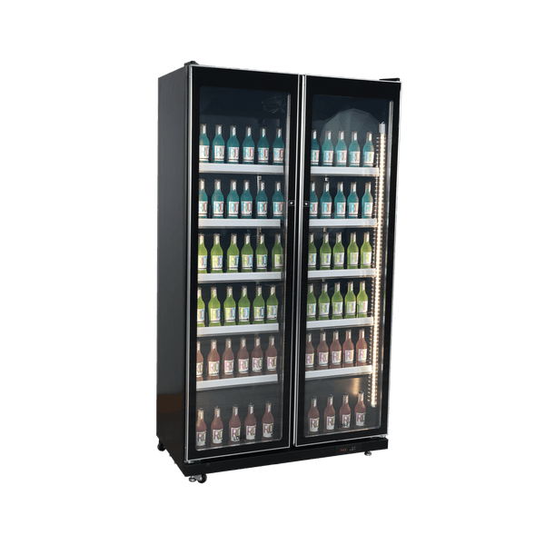 Exquisite Two Glass Doors Upright Display Fridge – Black - DC700 - Whisk Hospitality - DC700