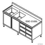 DSC - 2100L - H KITCHEN TIDY CABINET WITH DOUBLE LEFT SINKS - Whisk Hospitality - DSC-2100L-H