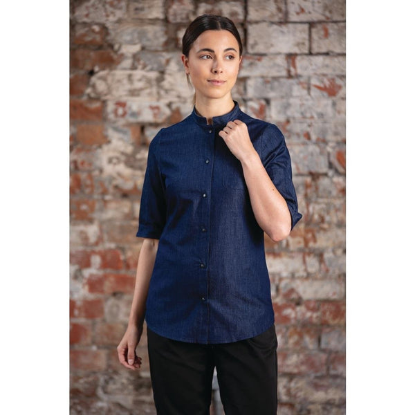 Southside NY Womens Denim Lightweight Chef Shirt - Size L BA003 - L - Whisk Hospitality - BA003-L