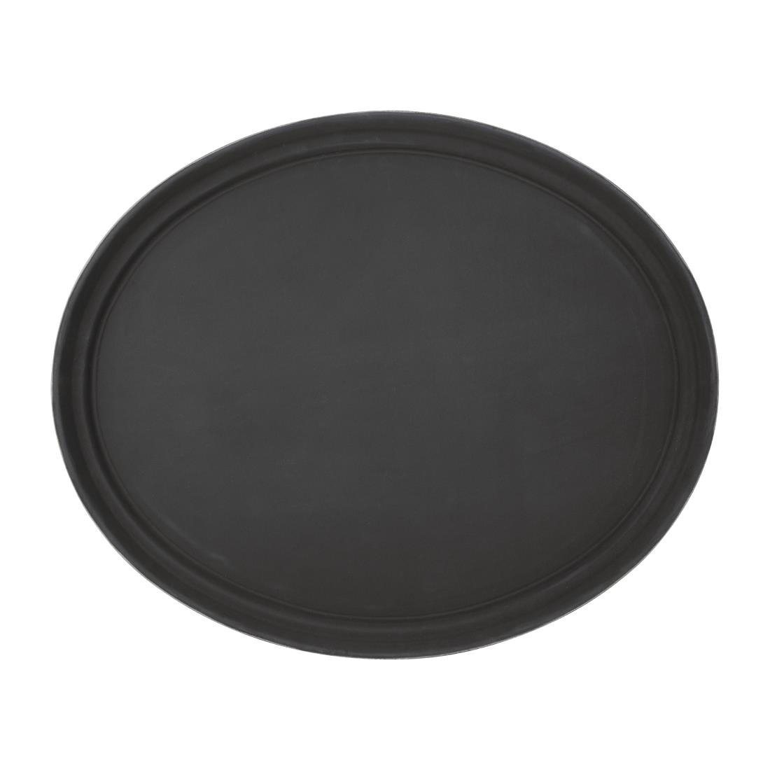 EDLP - Olympia Kristallon Anti - Slip Plastic Oval Tray Black - 686x560mm 27x22" C162 - Whisk Hospitality - C162
