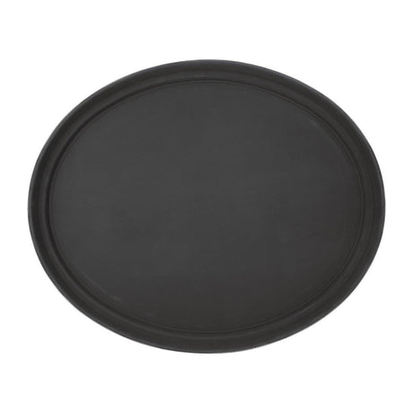 EDLP - Olympia Kristallon Anti - Slip Plastic Oval Tray Black - 686x560mm 27x22" C162 - Whisk Hospitality - C162