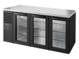 True Refrigeration Bar Refrigerator Black Ext 3 Glass Swing Doors - TBR72 - RISZ1 - L - B - GGG - 2 - Whisk Hospitality - TBR72-RISZ1-L-B-GGG-2