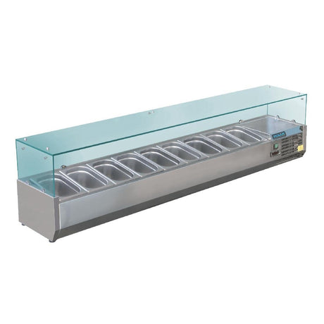 Polar G - Series Countertop Prep Fridge 9x 1/3GN with Glass Sneeze guard GD878 - A - Whisk Hospitality - GD878-A