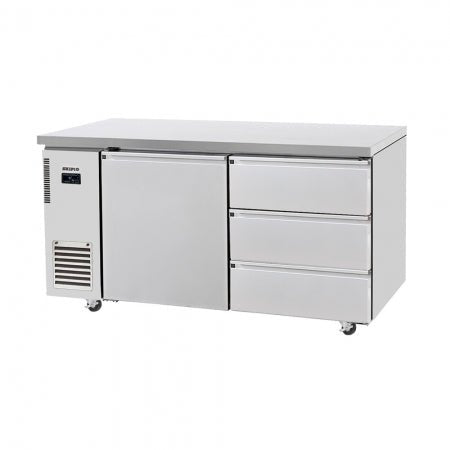 Skipio SUR15 - 3D - 3 1 Door & 3 Drawer Under Counter Fridge - Whisk Hospitality - SUR15-3D-3