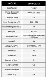 Skipio SUF9 - 2D - 2 Undercounter 2 Drawer Freezer 179L - Whisk Hospitality - SUF9-2D-2