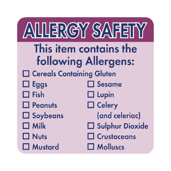 Hygiplas Removable Allergen 'Contains' Label 2' (Roll 500) GJ058 - Whisk Hospitality - GJ058