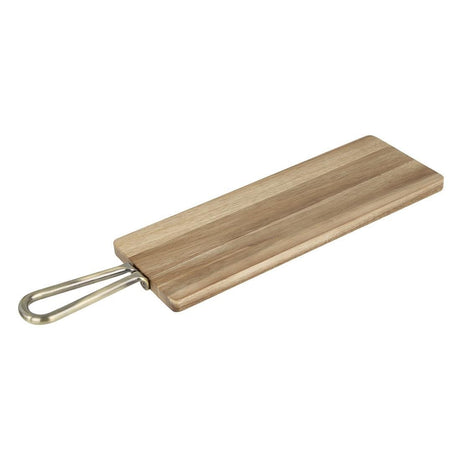 Olympia Rectangular Paddle Board Acacia Wood With Metal Handle - 575x150x20mm HX391 - Whisk Hospitality - HX391
