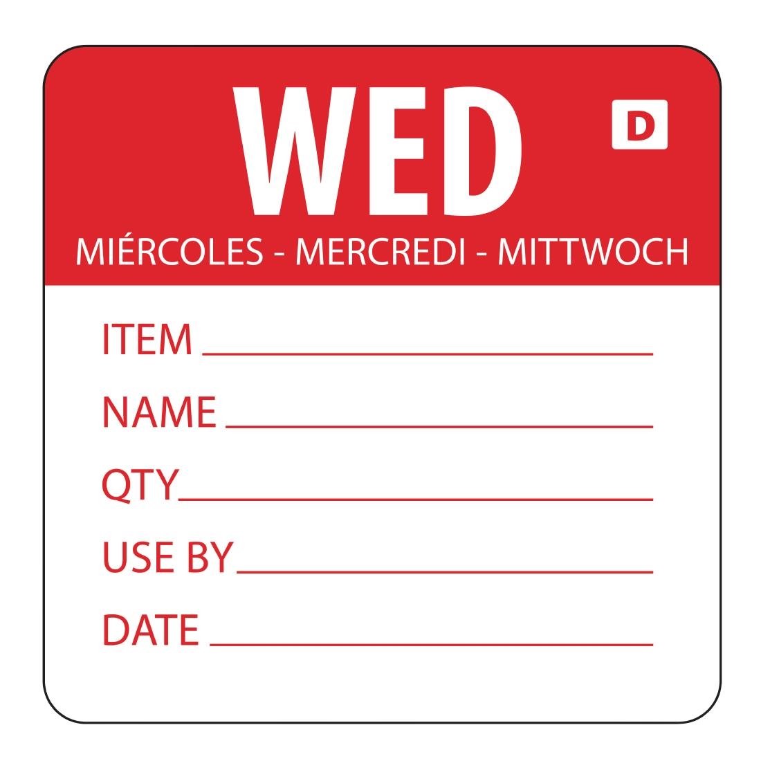 Hygiplas Day of the Week Dissolvable Food Prep Label Wednesday 2'' (Roll 250) GH353 - Whisk Hospitality - GH353