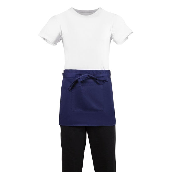 Whites Short Bistro Apron Navy Blue - 750x373mm 29.5x14.7" BB179 - Whisk Hospitality - BB179
