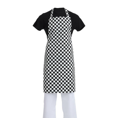 Whites Bib Apron Polycotton Black/White Check A275 - Whisk Hospitality - A275