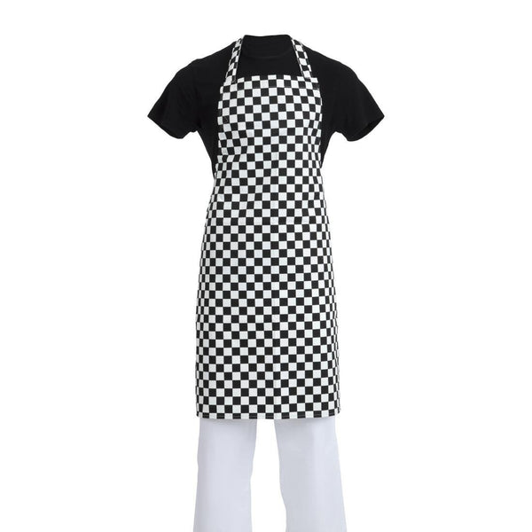Whites Bib Apron Polycotton Black/White Check A275 - Whisk Hospitality - A275