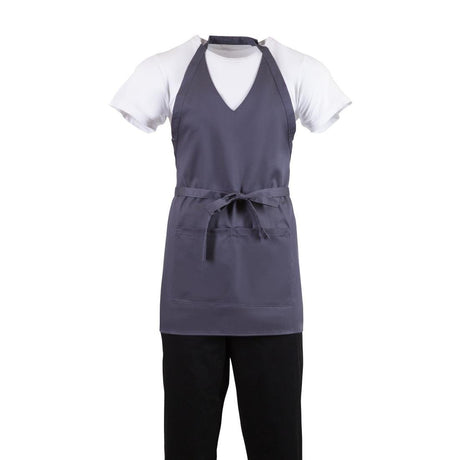 Whites V Neck Service Apron - Charcoal B422 - Whisk Hospitality - B422