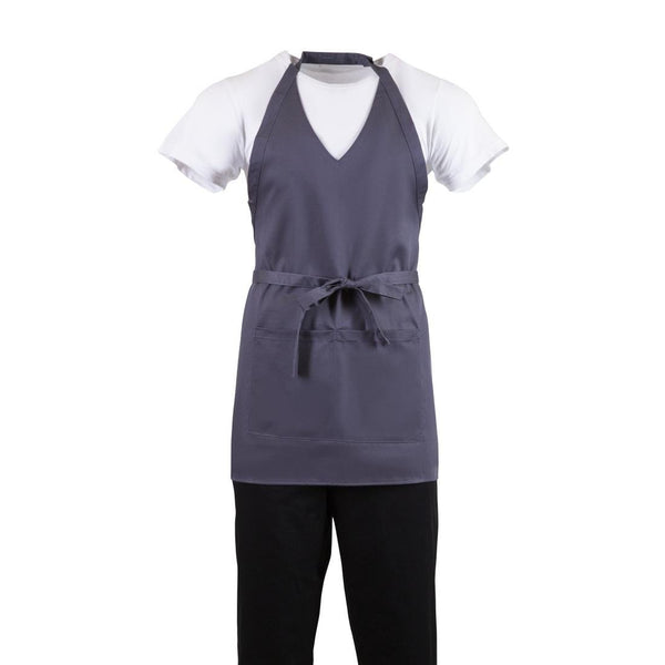 Whites V Neck Service Apron - Charcoal B422 - Whisk Hospitality - B422