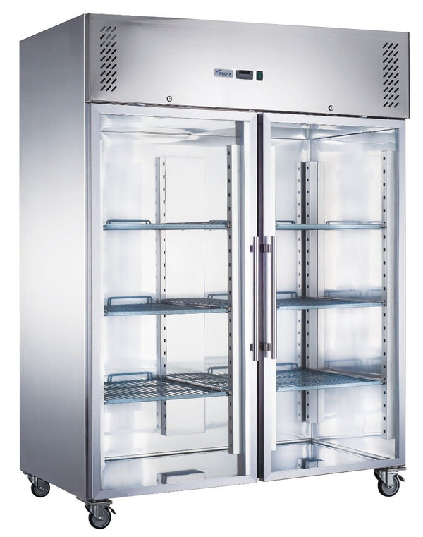 FED-X S/S Two Full Glass Door Upright Fridge - XURC1410G2V - Whisk Hospitality - XURC1410G2V