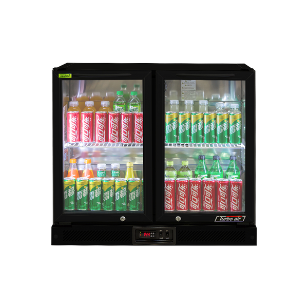 Turbo Air 2 Glass Door Back Bar Fridge Black 900mm TB9-8H-SWBBB-N - Whisk Hospitality - TB9-8H-SWBBB-N