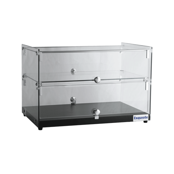 Exquisite Two Tiers Flat Glass Ambient Cake Display – Black - CD50-B - Whisk Hospitality - CD50-B