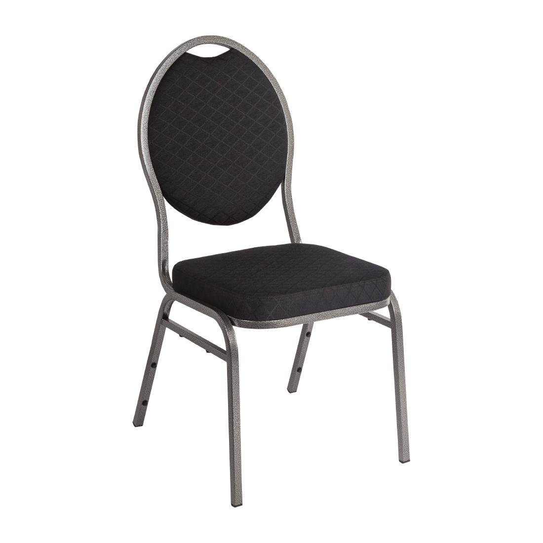 Bolero Steel Banqueting Chair Oval Back with Black Plain Cloth (Pack 4) CE142 - Whisk Hospitality - CE142