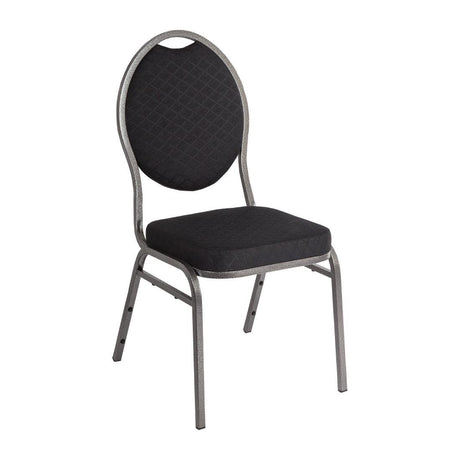 Bolero Steel Banqueting Chair Oval Back with Black Plain Cloth (Pack 4) CE142 - Whisk Hospitality - CE142