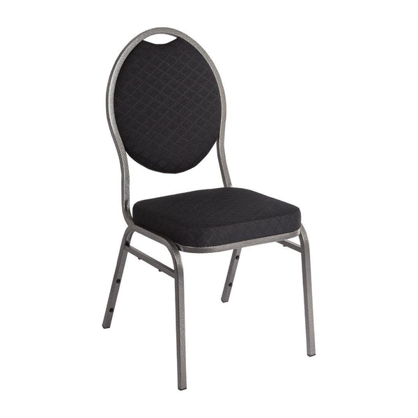 Bolero Steel Banqueting Chair Oval Back with Black Plain Cloth (Pack 4) CE142 - Whisk Hospitality - CE142