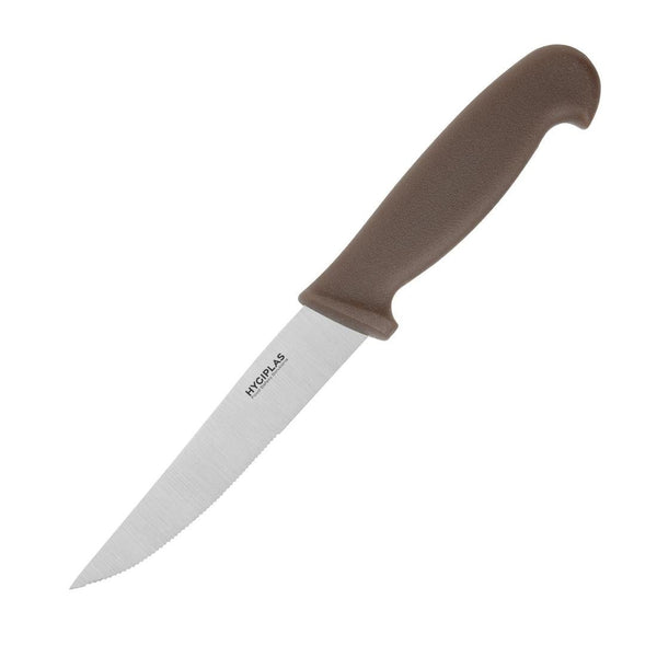 Hygiplas Vegetable Knife Serrated Brown - 100mm 4" FX125 - Whisk Hospitality - FX125