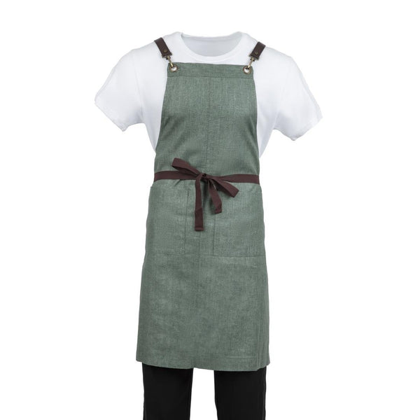 Southside Linen Blend Bib Apron Forest Green BB690 - Whisk Hospitality - BB690