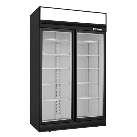 Thermaster Black Upright Double Glass Door Freezer - LG - 1006DF - Whisk Hospitality - LG-1006DF